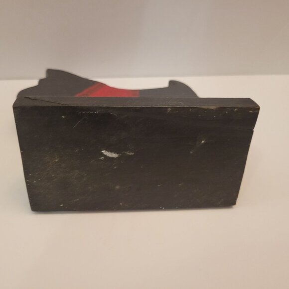 Handcrafted Wooden Scottie Dog Figurine With Red Accents 7.5" - Picture 5 of 8